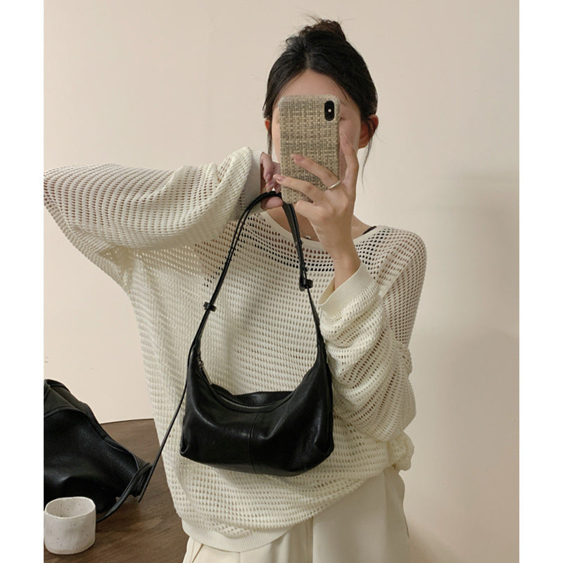 Exquisite sheepskin dumpling bag women crossbody 2024 new niche genuine leather single shoulder underarm bag high-end soft leather women's bag