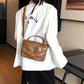 Messenger bag light luxury fashion 2024 new handbag women's large capacity commuter bag waxed cowhide shoulder messenger bag