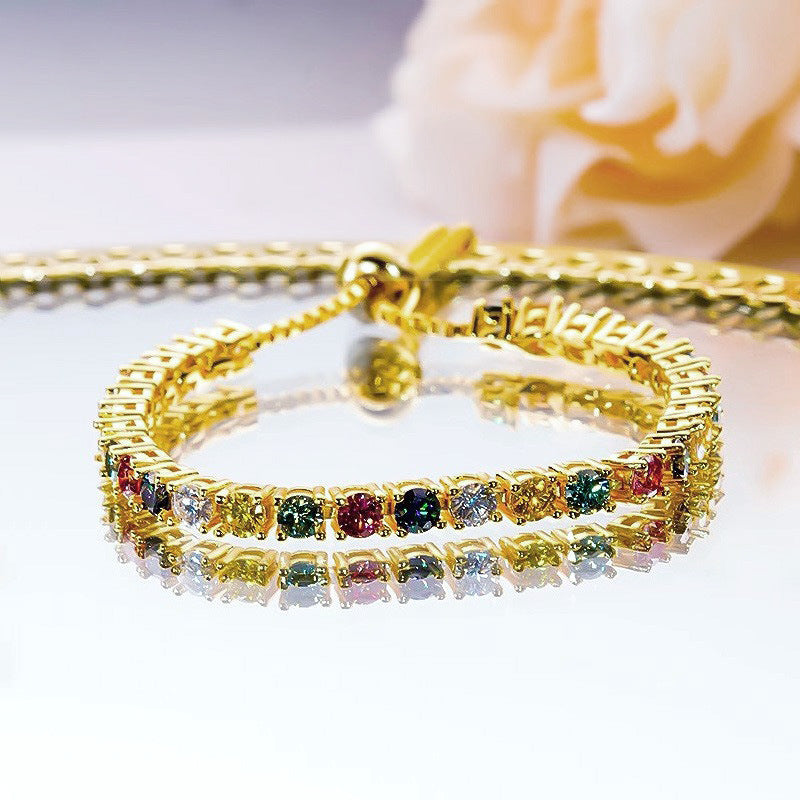 Colorful Moissanite Bracelet S925 Silver