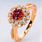 1CT Colorful Red Moissanite Flower S925 Sterling Silver Ring