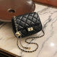 2024 new fashion genuine leather women's bags cowhide single shoulder bag versatile messenger bag small golden ball diamond chain bag