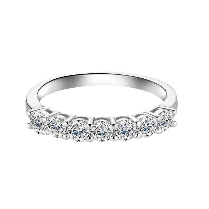 Moissanite 925 sterling silver row ring