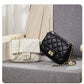 2024 new fashion genuine leather women's bags cowhide single shoulder bag versatile messenger bag small golden ball diamond chain bag