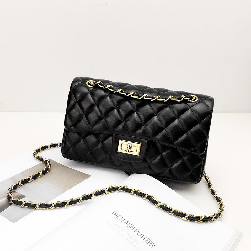 Bags for women 2024 summer new single shoulder chain bag small Chanel style diamond small square bag solid color bags