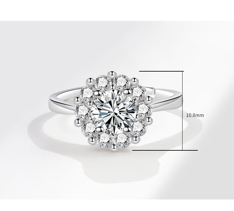 Imitation Moissanite Diamond Ring Eight Hearts and Eight Diamonds 1 Carat Simulated Diamond Ring