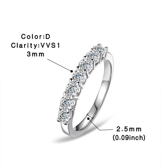 Moissanite 925 sterling silver row ring