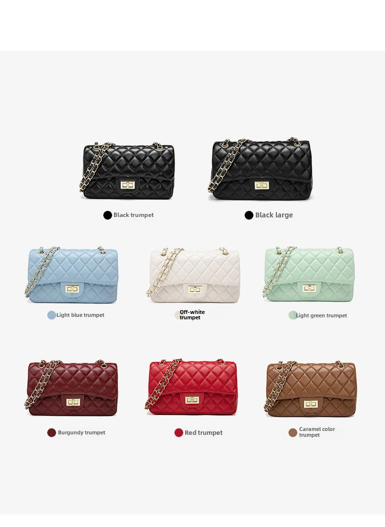 Bags for women 2024 summer new single shoulder chain bag small Chanel style diamond small square bag solid color bags