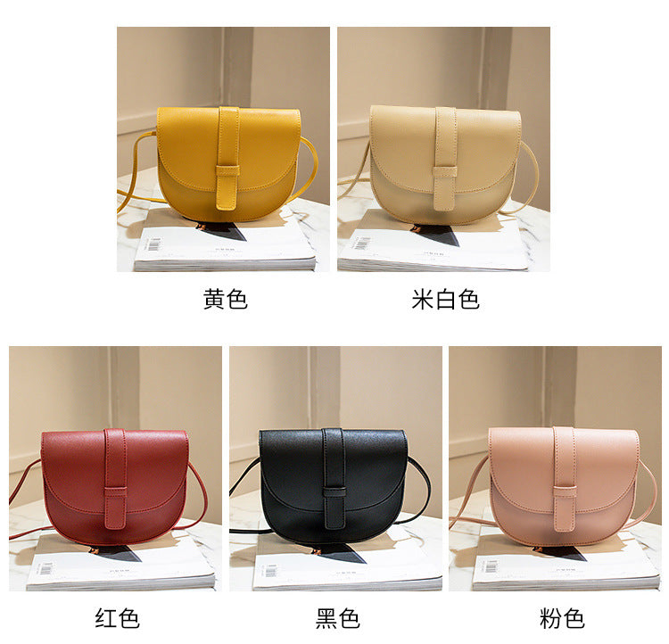 2022 summer new European and American style PU women's bag solid color saddle bag car stitching messenger shoulder small bag