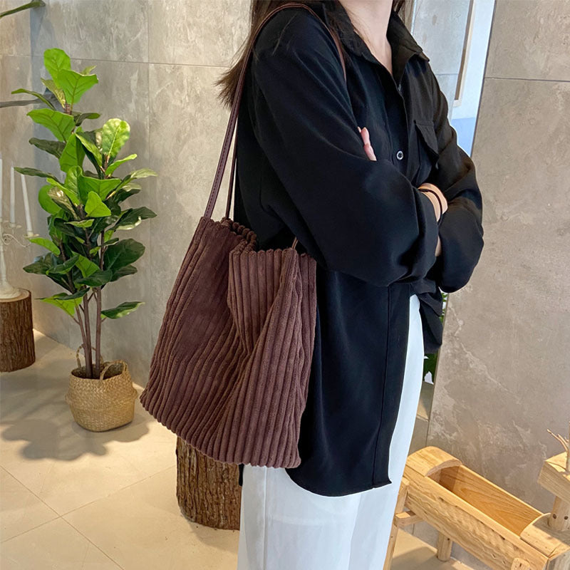 Bags Women's Bags 2022 New Korean Women's Shoulder Bags Casual Tote Bags Corduroy Bucket Bags Handbags