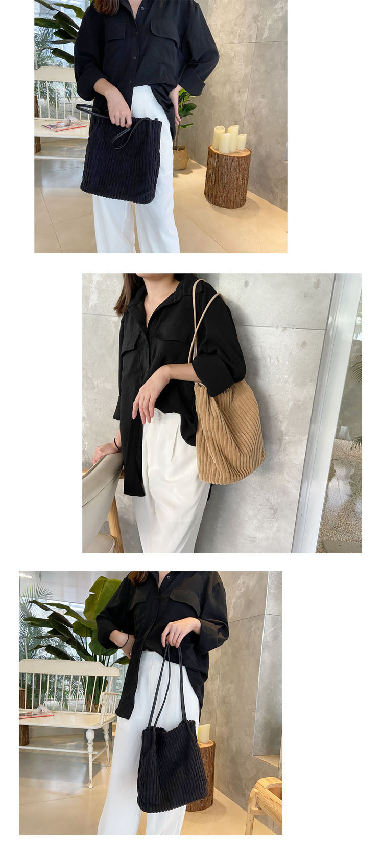 Bags Women's Bags 2022 New Korean Women's Shoulder Bags Casual Tote Bags Corduroy Bucket Bags Handbags