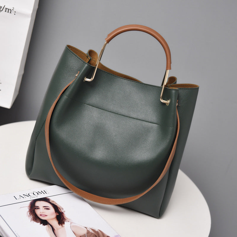 New simple tote women's bag handbag shoulder bag women's messenger bag oil leather large bag women bag