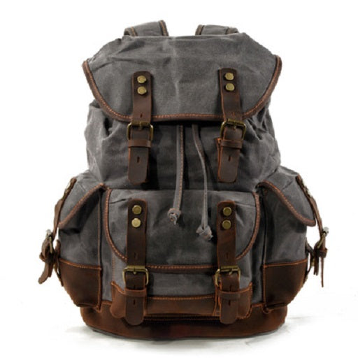 Waterproof Waxed Canvas Backpack / Leisure Rucksack - Dark Brown