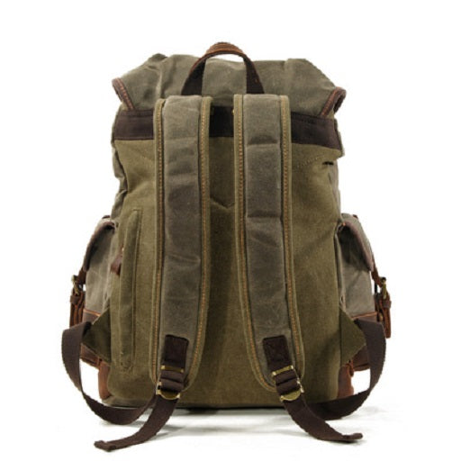 Waterproof Waxed Canvas Backpack / Leisure Rucksack - Dark Brown