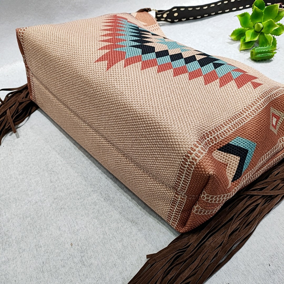 2022 retro hand-woven streamer cotton and linen shoulder bag handbag women's bag messenger bag