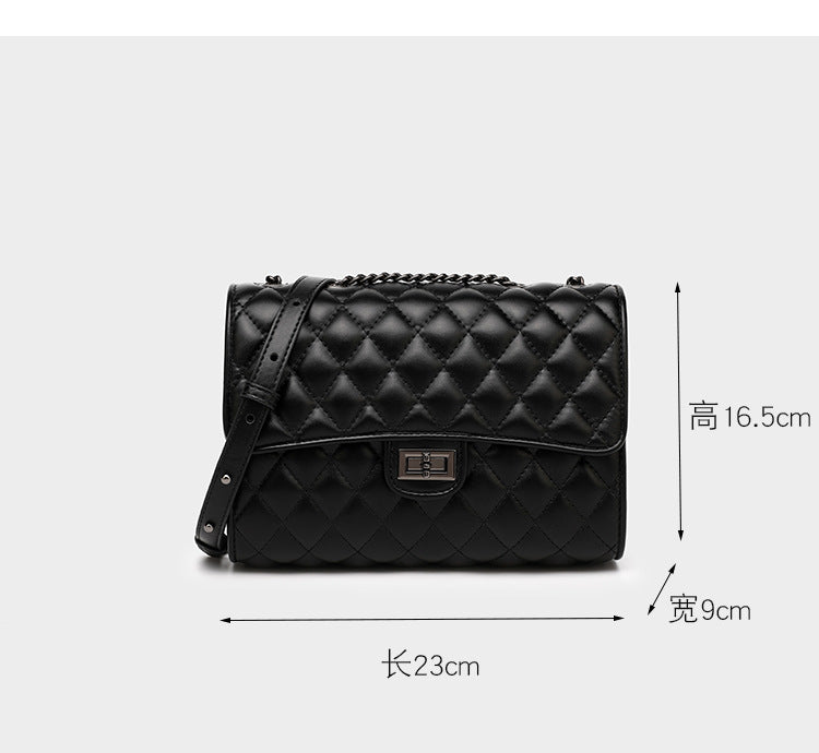 2022 new fashion all-match simple niche style diamond chain bag messenger bag soft leather women's bag