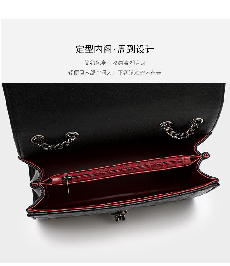 2022 new fashion all-match simple niche style diamond chain bag messenger bag soft leather women's bag