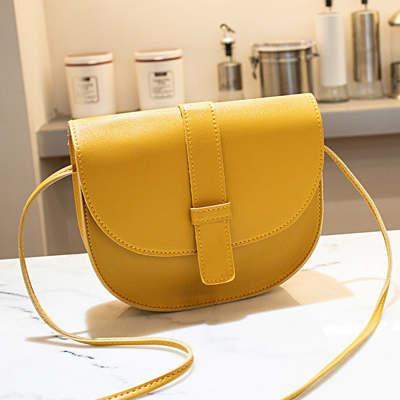 2022 summer new European and American style PU women's bag solid color saddle bag car stitching messenger shoulder small bag