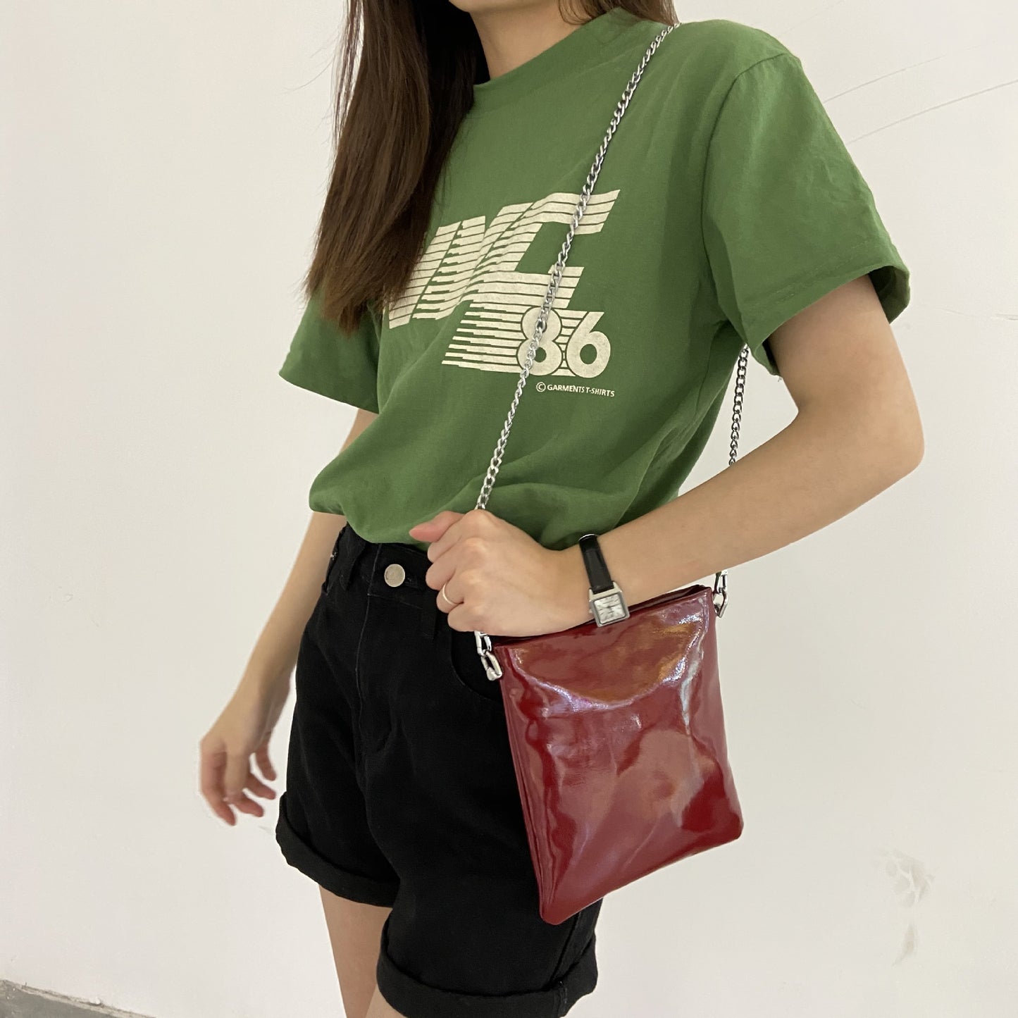 Bags New Korean Women's One-shoulder Women's Bags Messenger Bags Solid Color Patent Leather Mini Mobile Phone Bags Handbags