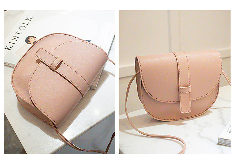 2022 summer new European and American style PU women's bag solid color saddle bag car stitching messenger shoulder small bag