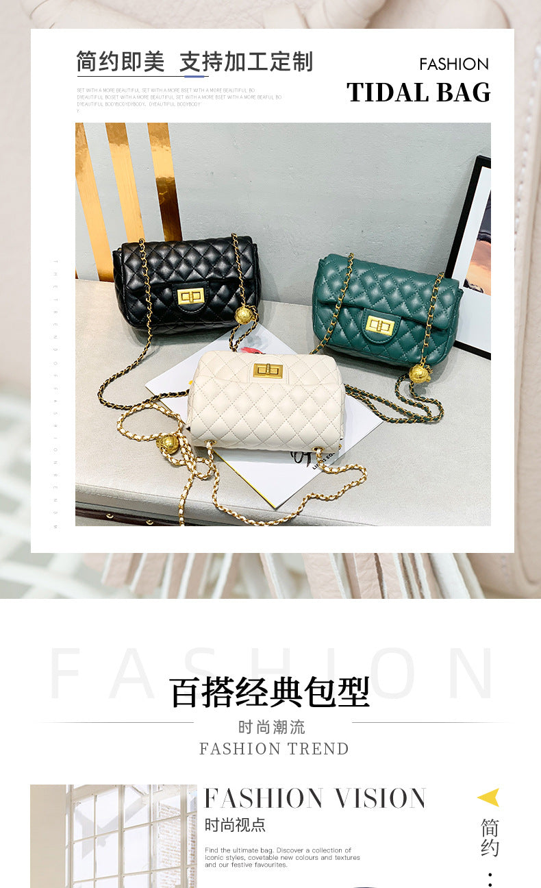 Bag women's bag small golden ball 2022 fashion new small fragrance style rhombus chain women's bag shoulder messenger women's bag