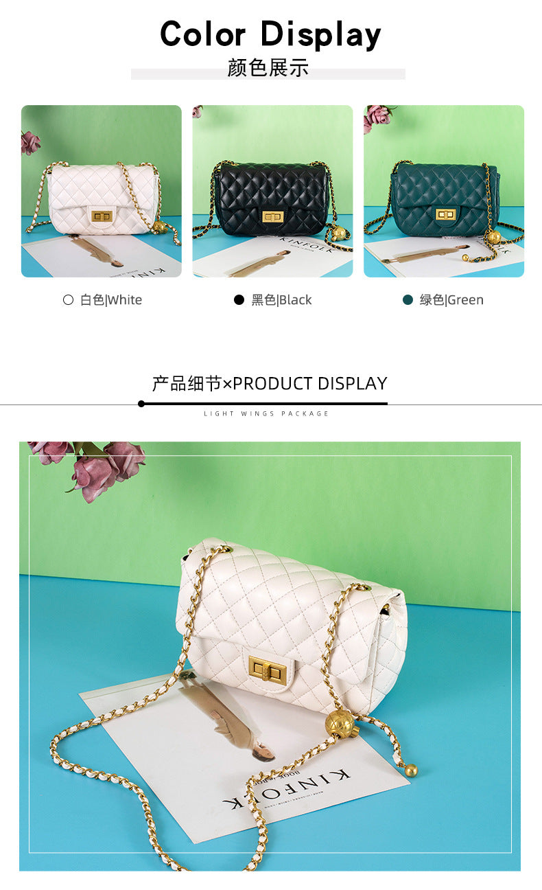 Bag women's bag small golden ball 2022 fashion new small fragrance style rhombus chain women's bag shoulder messenger women's bag