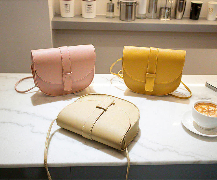 2022 summer new European and American style PU women's bag solid color saddle bag car stitching messenger shoulder small bag