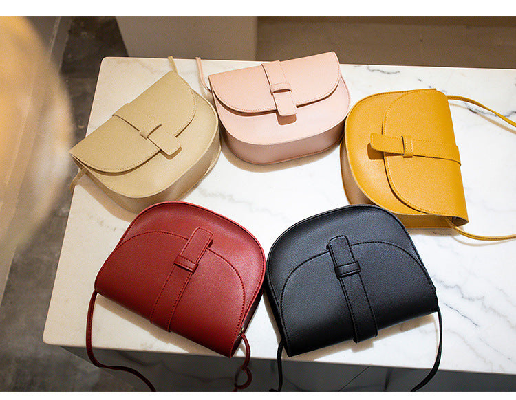 2022 summer new European and American style PU women's bag solid color saddle bag car stitching messenger shoulder small bag