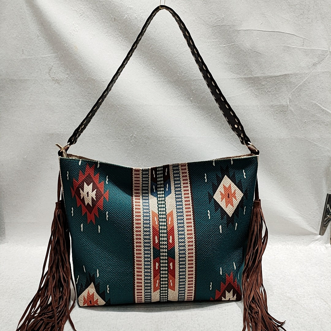 2022 retro hand-woven streamer cotton and linen shoulder bag handbag women's bag messenger bag