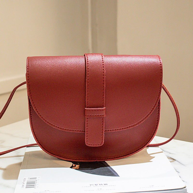 2022 summer new European and American style PU women's bag solid color saddle bag car stitching messenger shoulder small bag