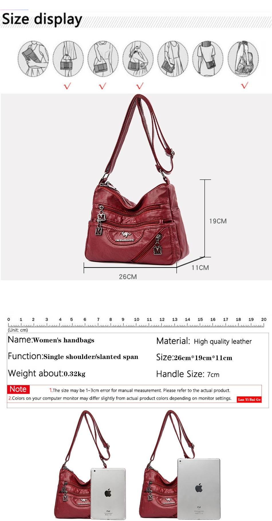 High Quality Soft Leather Luxury Purses and Handbags Women Bags Designer Multi-pocket Crossbody Shoulder Bags for Women