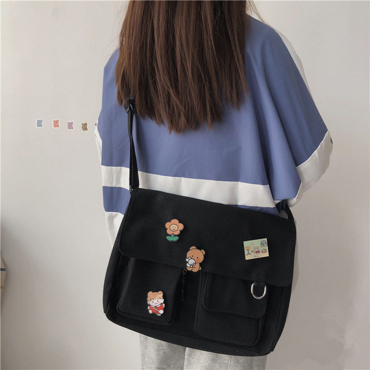 Women Simple Crossbody Money Bag Cute Casual Satchel Girls Shoulder Pouch Women Sweet Printed Canvas Diagonal Cross School Bag